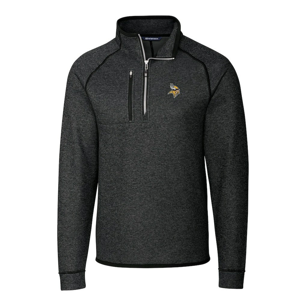 Minnesota Vikings Cutter & Buck Big & Tall Mainsail Sweater-Knit Raglan Half-Zip Jacket - Heather Charcoal online