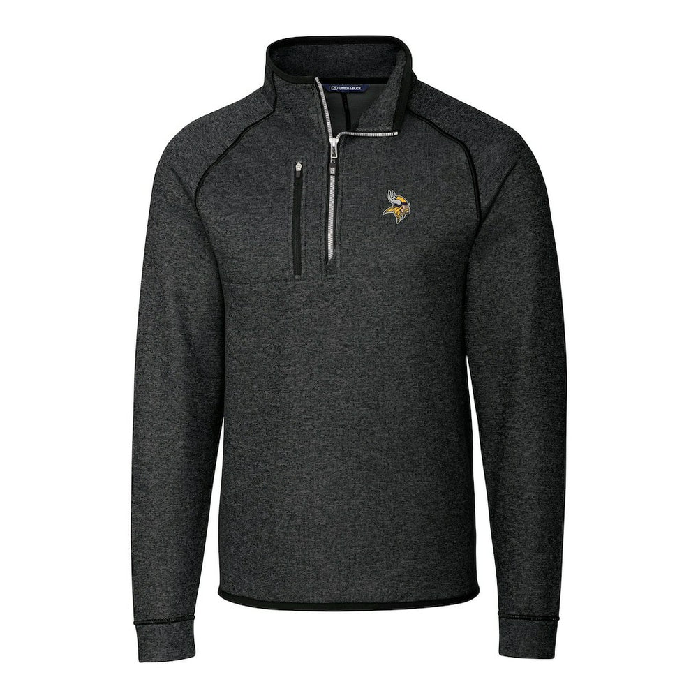 Minnesota Vikings Cutter & Buck Big & Tall Mainsail Sweater-Knit Raglan Half-Zip Jacket - Heather Charcoal online