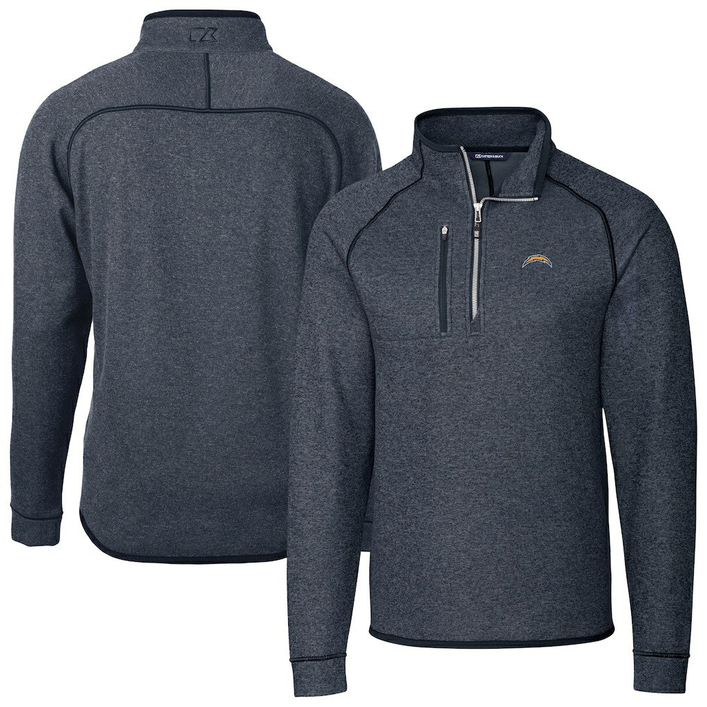 Los Angeles Chargers Cutter & Buck Big & Tall Mainsail Sweater-Knit Raglan Half-Zip Jacket - Heather Navy online