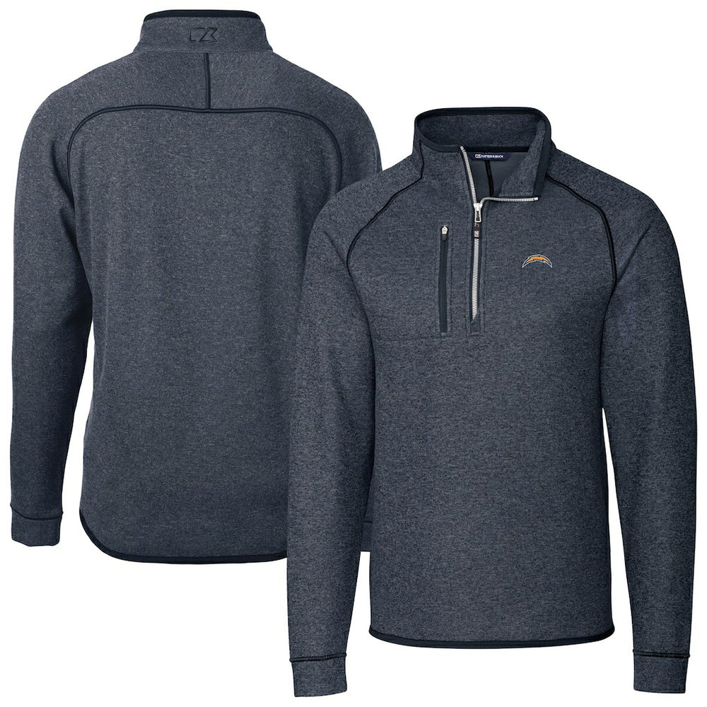 Los Angeles Chargers Cutter & Buck Big & Tall Mainsail Sweater-Knit Raglan Half-Zip Jacket - Heather Navy online