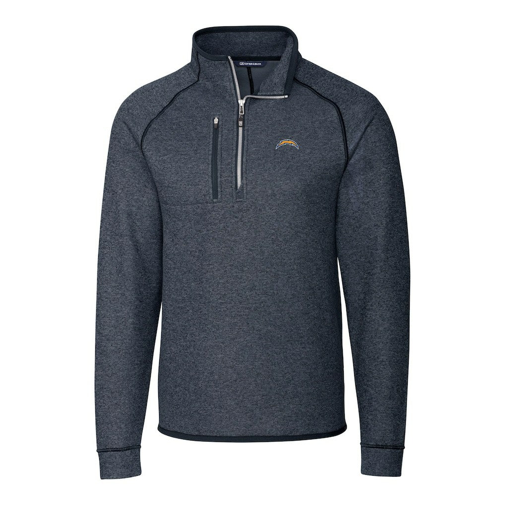 Los Angeles Chargers Cutter & Buck Big & Tall Mainsail Sweater-Knit Raglan Half-Zip Jacket - Heather Navy online