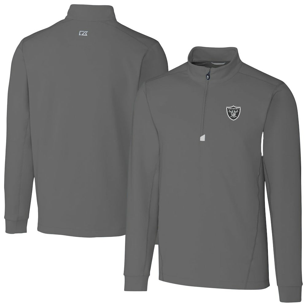 Las Vegas Raiders Cutter & Buck Big & Tall Traverse Stretch Quarter-Zip Top - Gray sale