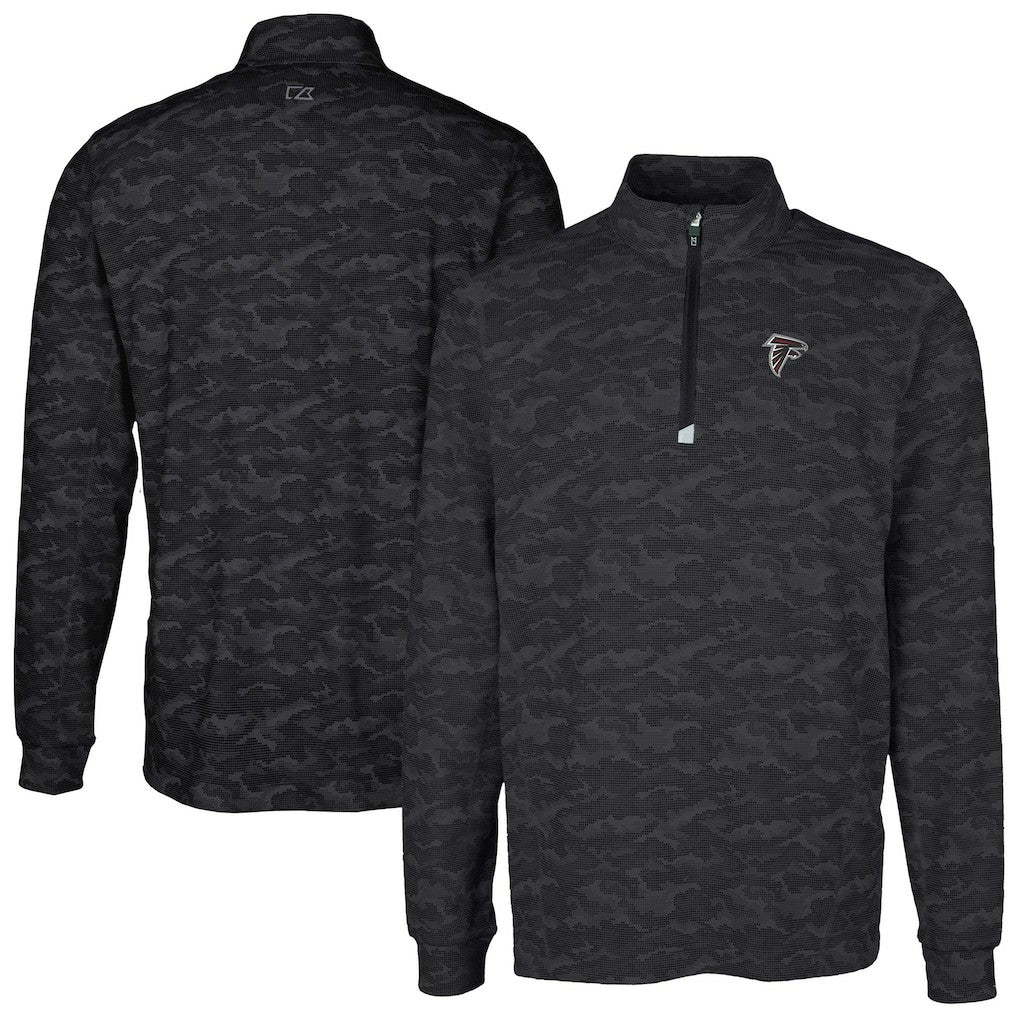Atlanta Falcons Cutter & Buck Big & Tall Traverse Eco Camo Tri-Blend DryTec Quarter-Zip Jacket - Black discount