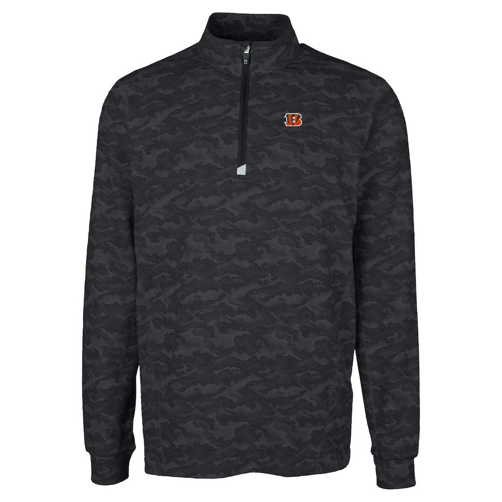 Cincinnati Bengals Cutter & Buck Big & Tall Traverse Eco Camo Tri-Blend DryTec Quarter-Zip Jacket - Black discount