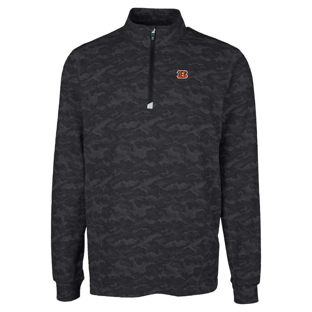 Cincinnati Bengals Cutter & Buck Big & Tall Traverse Eco Camo Tri-Blend DryTec Quarter-Zip Jacket - Black discount