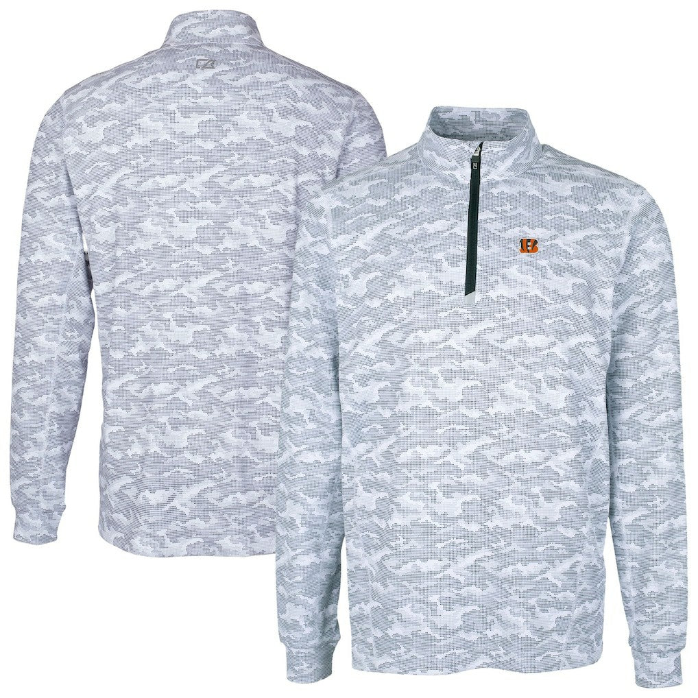 Cincinnati Bengals Cutter & Buck Big & Tall Traverse Eco Camo Tri-Blend DryTec Quarter-Zip Jacket - Charcoal discount