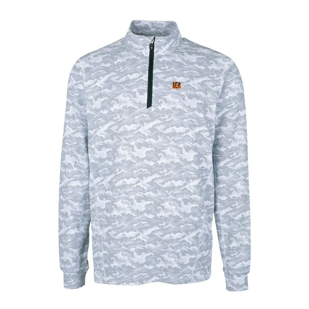 Cincinnati Bengals Cutter & Buck Big & Tall Traverse Eco Camo Tri-Blend DryTec Quarter-Zip Jacket - Charcoal discount