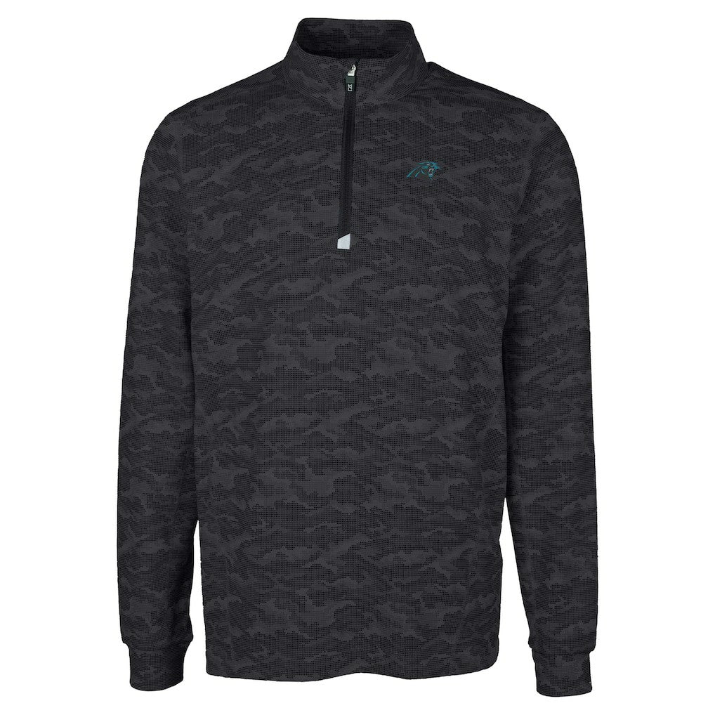 Carolina Panthers Cutter & Buck Big & Tall Traverse Eco Camo Tri-Blend DryTec Quarter-Zip Jacket - Black cheap