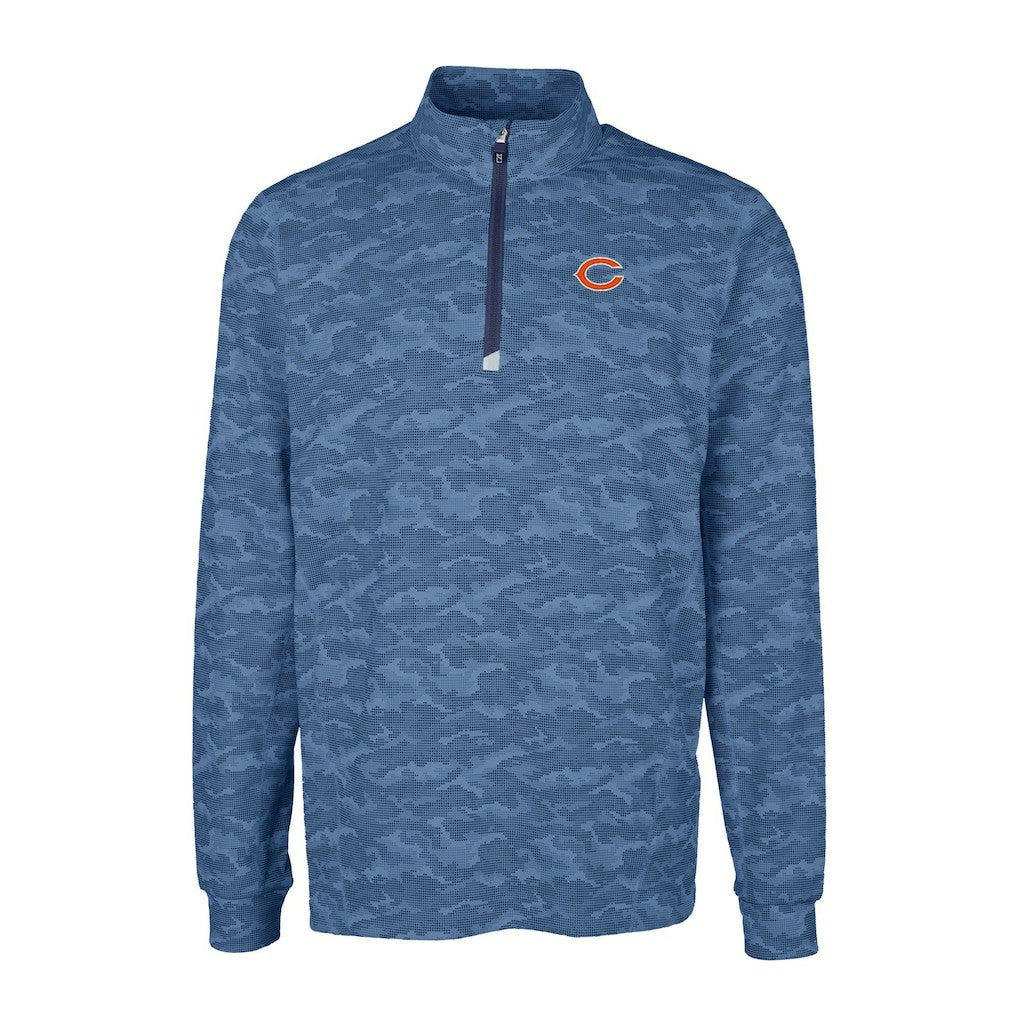 Chicago Bears Cutter & Buck Big & Tall Traverse Eco Camo Tri-Blend DryTec Quarter-Zip Jacket - Navy for sale