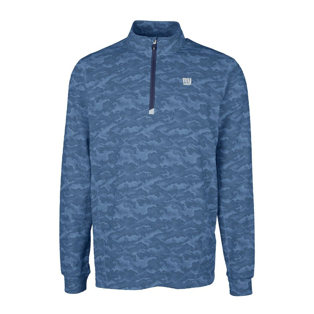 New York Giants Cutter & Buck Big & Tall Traverse Stretch Eco Camo Print DryTec Quarter-Zip Top - Navy sale