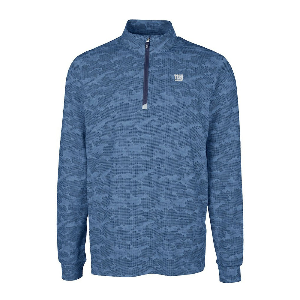 New York Giants Cutter & Buck Big & Tall Traverse Stretch Eco Camo Print DryTec Quarter-Zip Top - Navy sale