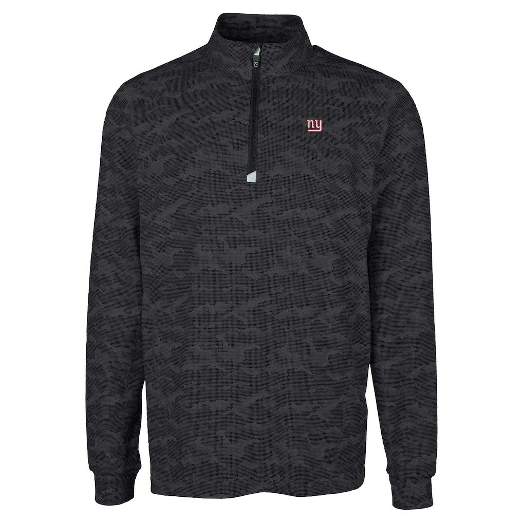 New York Giants Cutter & Buck Big & Tall Traverse Eco Camo Tri-Blend DryTec Quarter-Zip Jacket - Black outlet