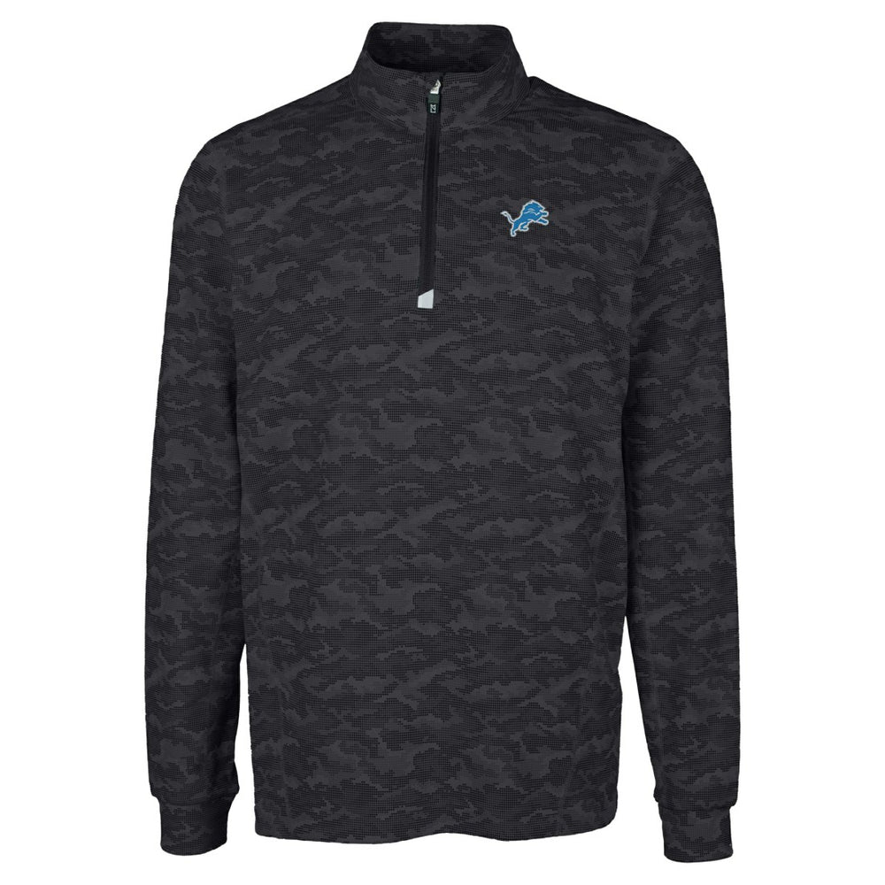 Detroit Lions Cutter & Buck Big & Tall Traverse Eco Camo Tri-Blend DryTec Quarter-Zip Jacket - Black cheap