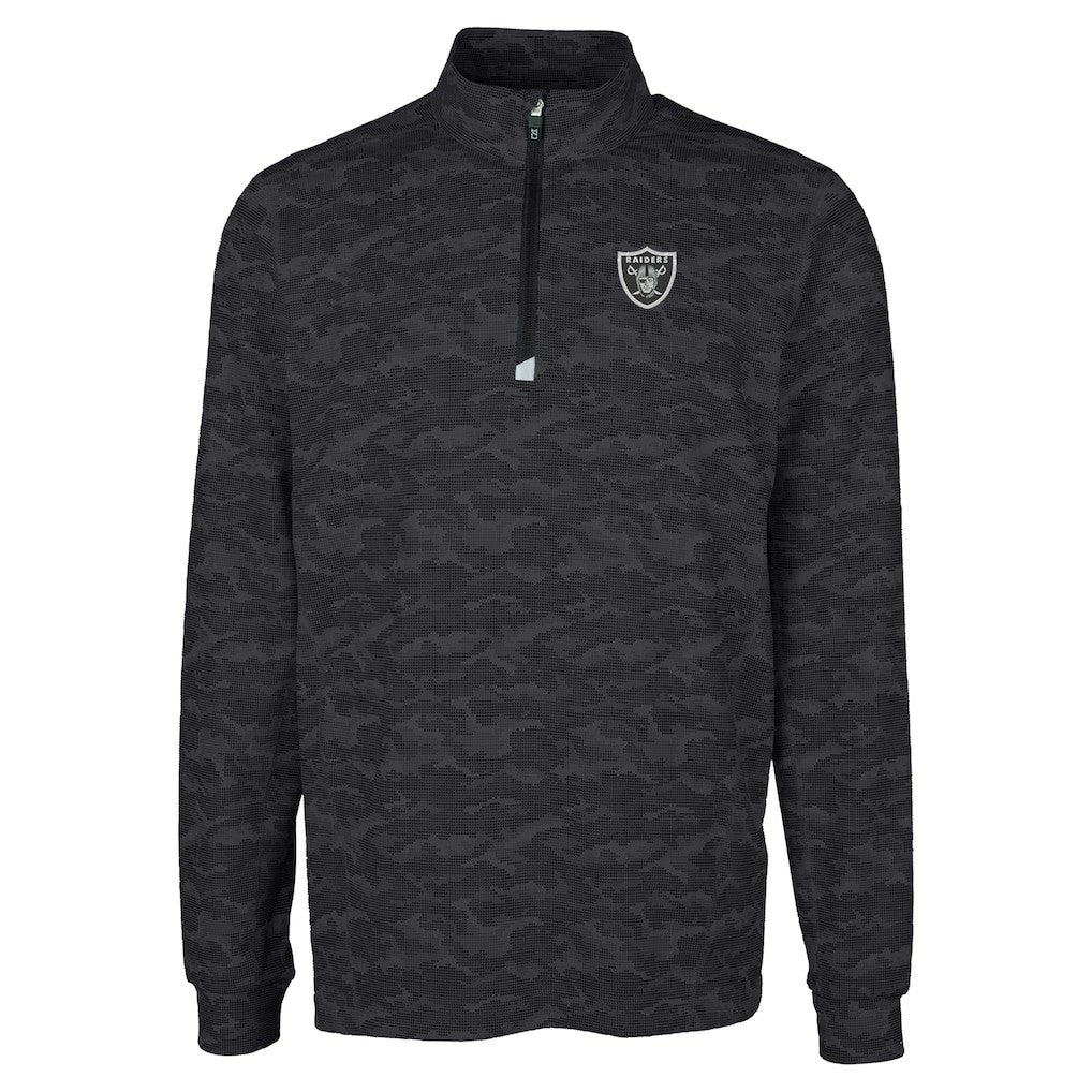 Las Vegas Raiders Cutter & Buck Big & Tall Traverse Eco Camo Tri-Blend DryTec Quarter-Zip Jacket - Black online