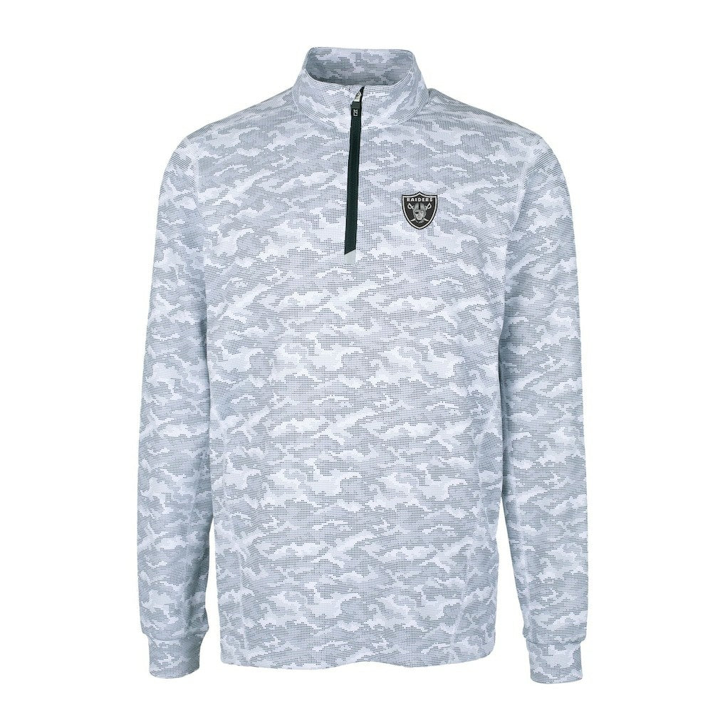 Las Vegas Raiders Cutter & Buck Big & Tall Traverse Eco Camo Tri-Blend DryTec Quarter-Zip Jacket - Charcoal on sale