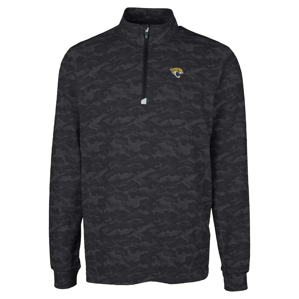 Jacksonville Jaguars Cutter & Buck Big & Tall Traverse Eco Camo Tri-Blend DryTec Quarter-Zip Jacket - Black sale