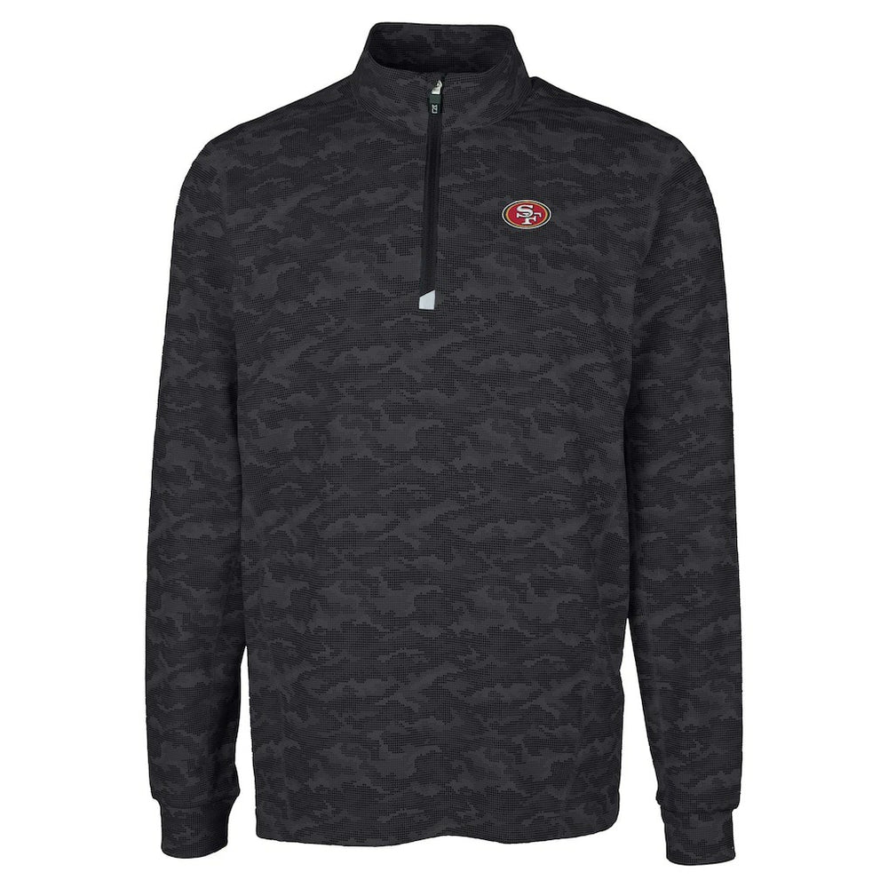 San Francisco 49ers Cutter & Buck Big & Tall Traverse Eco Camo Tri-Blend DryTec Quarter-Zip Jacket - Black cheap