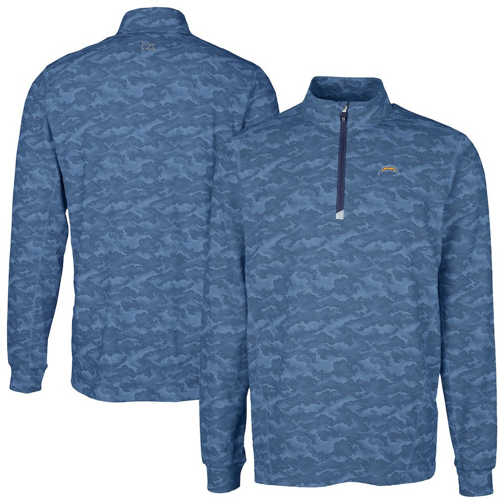 Los Angeles Chargers Cutter & Buck Big & Tall Traverse Eco Camo Tri-Blend DryTec Quarter-Zip Jacket - Navy outlet