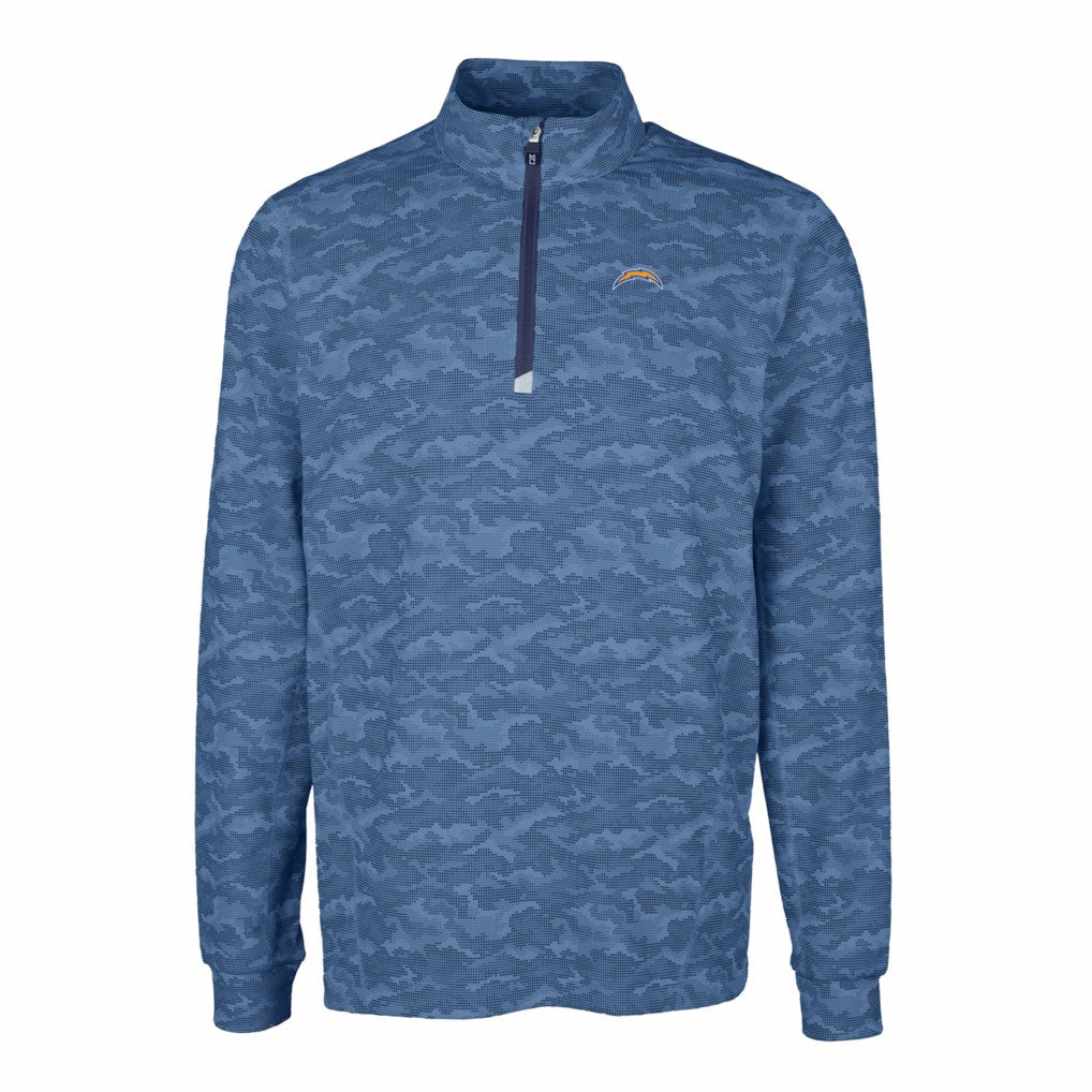 Los Angeles Chargers Cutter & Buck Big & Tall Traverse Eco Camo Tri-Blend DryTec Quarter-Zip Jacket - Navy outlet