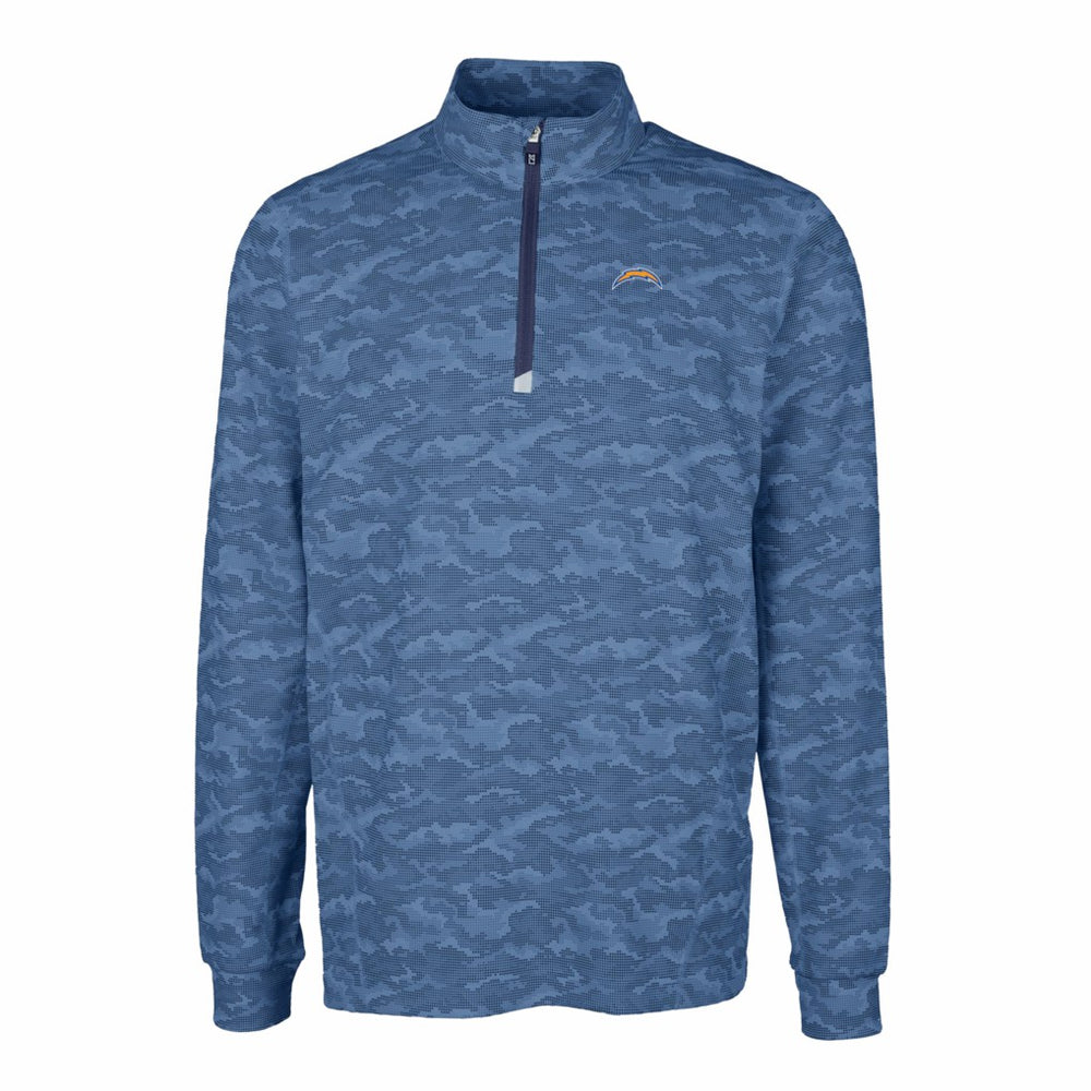 Los Angeles Chargers Cutter & Buck Big & Tall Traverse Eco Camo Tri-Blend DryTec Quarter-Zip Jacket - Navy outlet