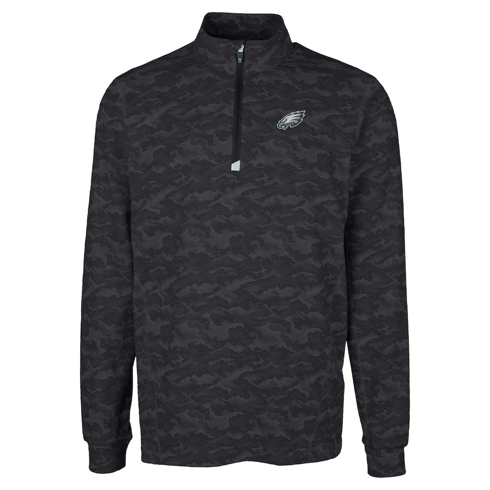 Philadelphia Eagles Cutter & Buck Big & Tall Traverse Eco Camo Tri-Blend DryTec Quarter-Zip Jacket - Black sale