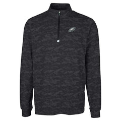 Philadelphia Eagles Cutter & Buck Big & Tall Traverse Eco Camo Tri-Blend DryTec Quarter-Zip Jacket - Black sale