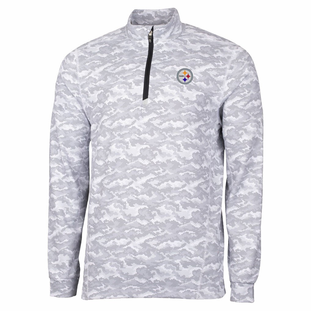 Pittsburgh Steelers Cutter & Buck Big & Tall Traverse Eco Camo Tri-Blend DryTec Quarter-Zip Jacket - Charcoal for sale