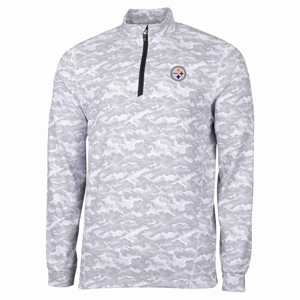 Pittsburgh Steelers Cutter & Buck Big & Tall Traverse Eco Camo Tri-Blend DryTec Quarter-Zip Jacket - Charcoal for sale