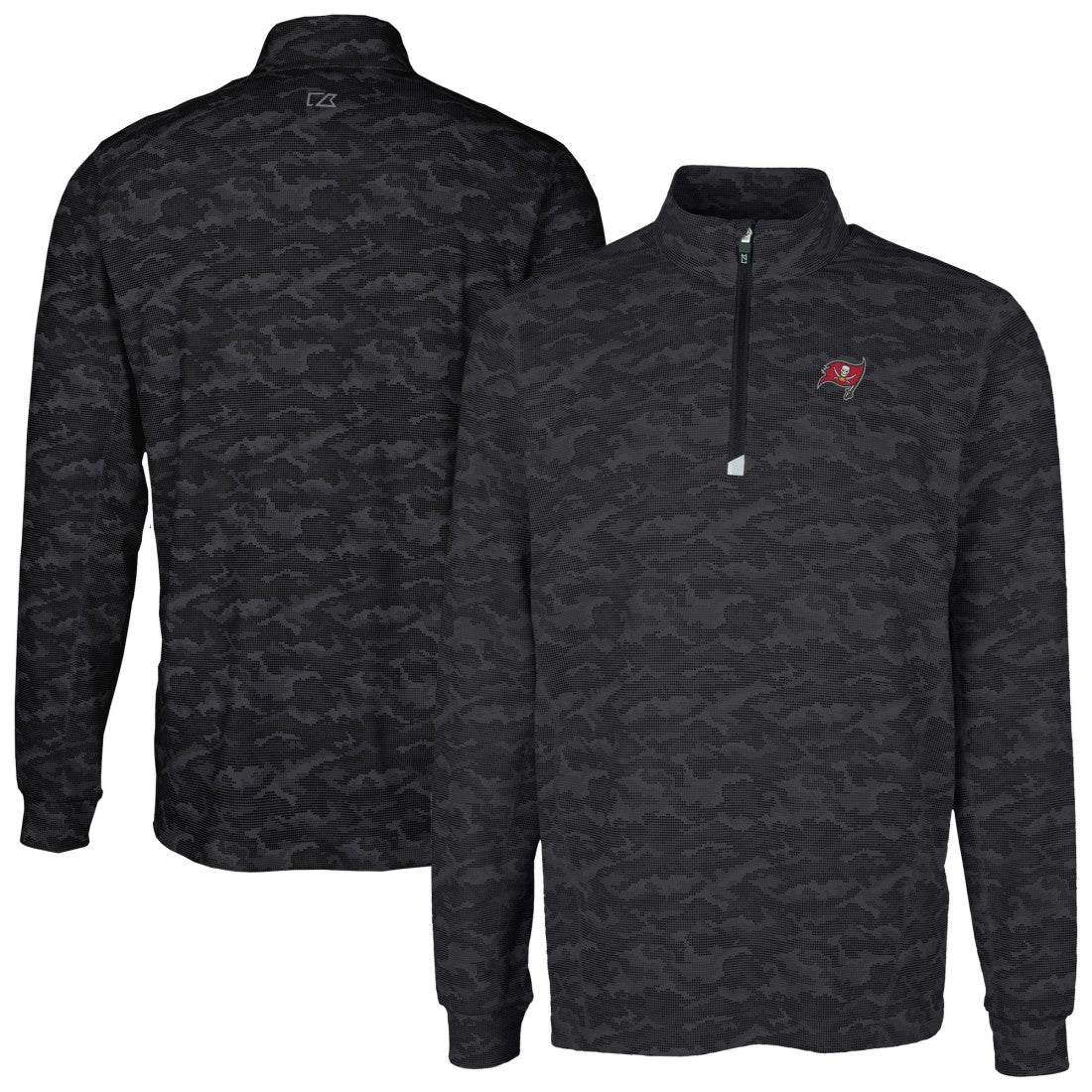 Tampa Bay Buccaneers Cutter & Buck Big & Tall Traverse Eco Camo Tri-Blend DryTec Quarter-Zip Jacket - Black online
