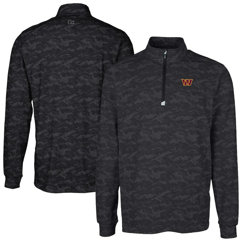 Washington Commanders Cutter & Buck Big & Tall Traverse Eco Camo Tri-Blend DryTec Quarter-Zip Jacket - Black online