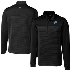Detroit Lions Cutter & Buck Traverse Eco Stripe Tri-Blend DryTec Quarter-Zip Jacket - Black cheap