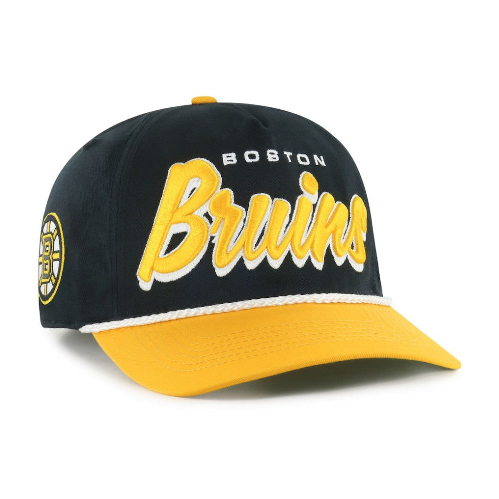 Boston Bruins '47 Dropshadow Rope Hitch Adjustable Hat - Black/Gold Hats