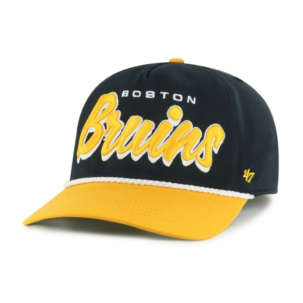 Boston Bruins '47 Dropshadow Rope Hitch Adjustable Hat - Black/Gold Hats