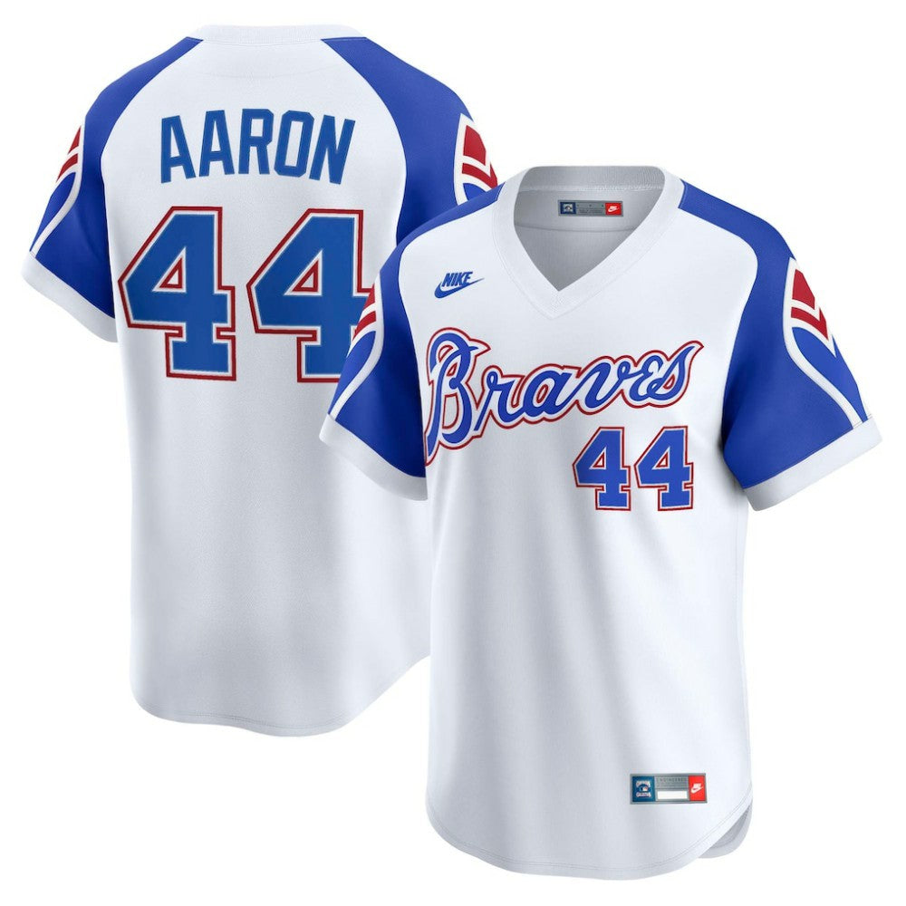 Hank Aaron Atlanta Braves Throwback Cooperstown Collection Limited Jersey White