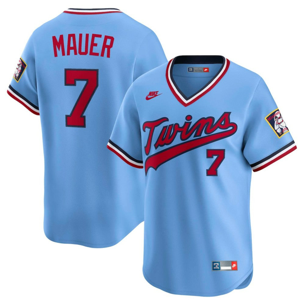 Joe Mauer Minnesota Twins Throwback Cooperstown Collection Limited Jersey Light Blue