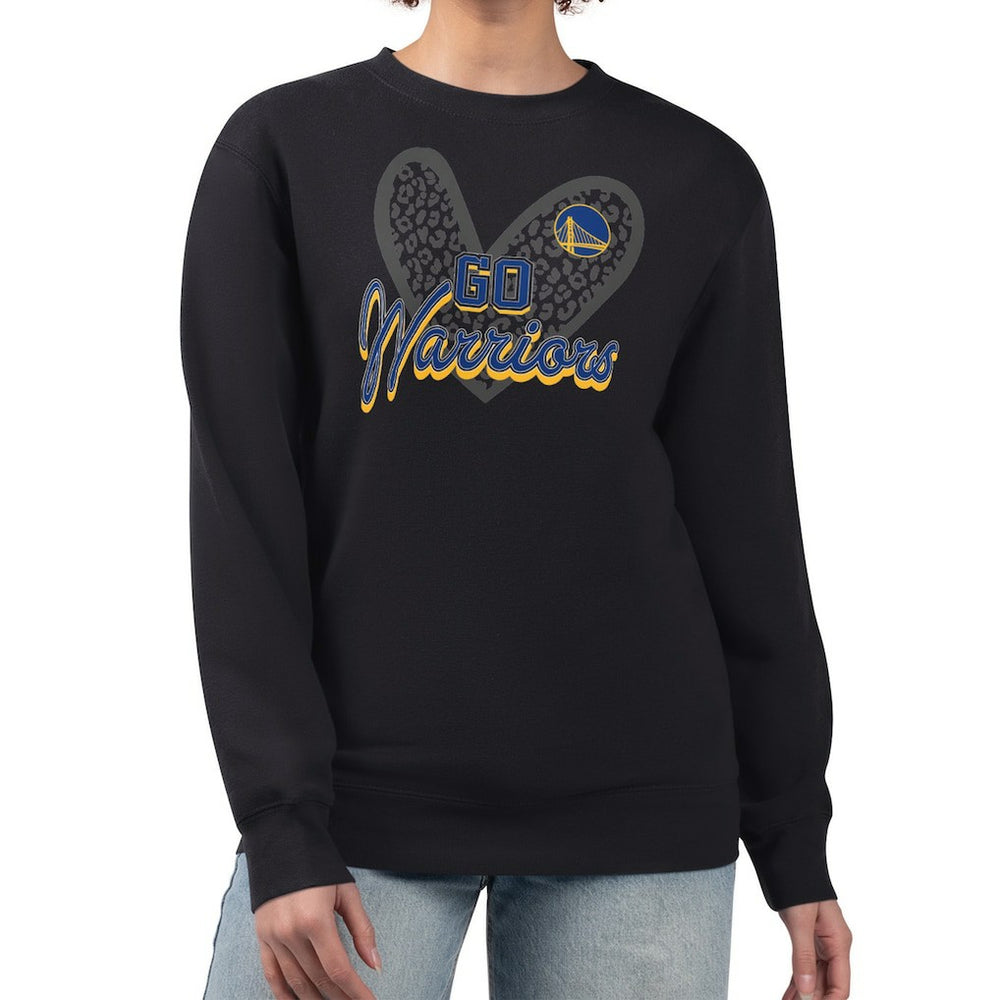 Golden State Warriors G-III 4Her by Carl Banks Women's Leopard Heart Fleece Pullover Sweatshirt sale - Black for sale