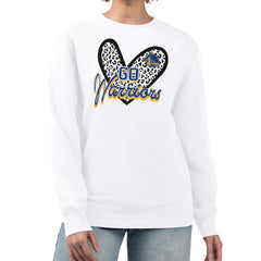 Golden State Warriors G-III 4Her by Carl Banks Women's Leopard Heart Fleece Pullover Sweatshirt sale - White cheap
