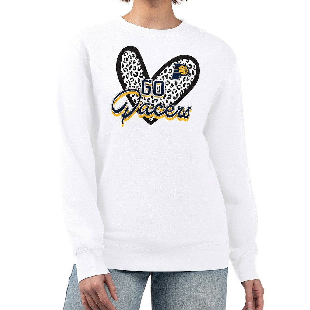 Indiana Pacers G-III 4Her by Carl Banks Women's Leopard Heart Fleece Pullover Sweatshirt - White sale
