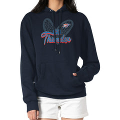 Oklahoma City Thunder G-III 4Her by Carl Banks Women's Leopard Heart Graphic Fleece Pullover Hoodie - Navy on sale