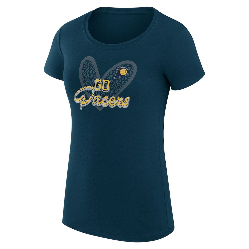 Indiana Pacers G-III 4Her by Carl Banks Women's Super-Slim Fit Lightweight Leopard Heart T-Shirt - Navy online