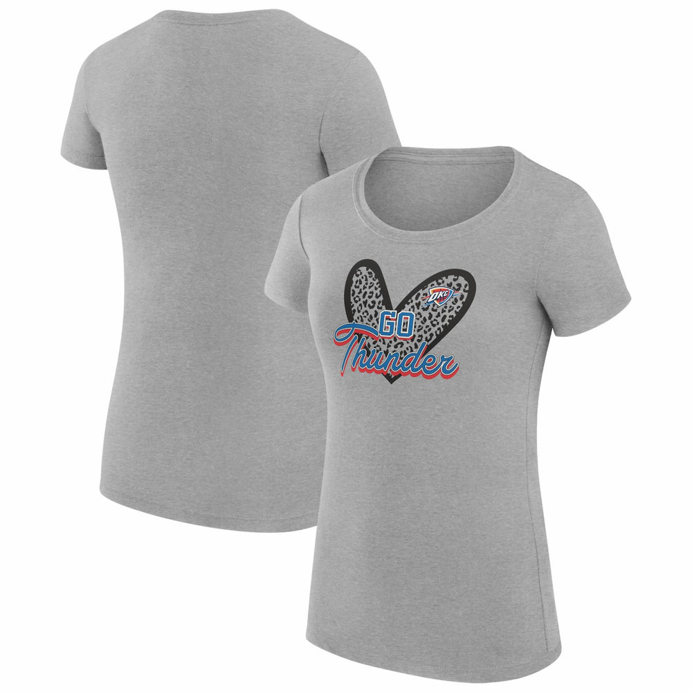 Oklahoma City Thunder G-III 4Her by Carl Banks Women's Super-Slim Fit Lightweight Leopard Heart T-Shirt - Heather Gray online
