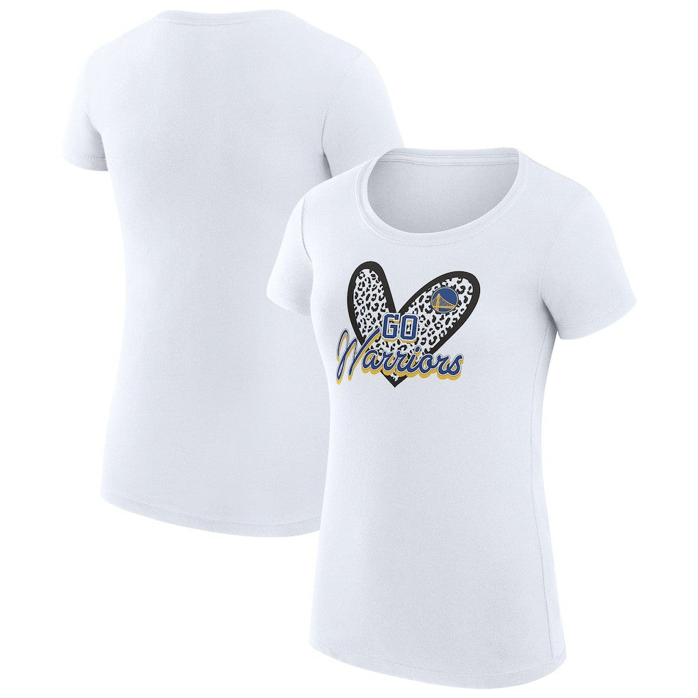 Golden State Warriors G-III 4Her by Carl Banks Women's Super-Slim Fit Lightweight Leopard Heart T-Shirt sale - White online
