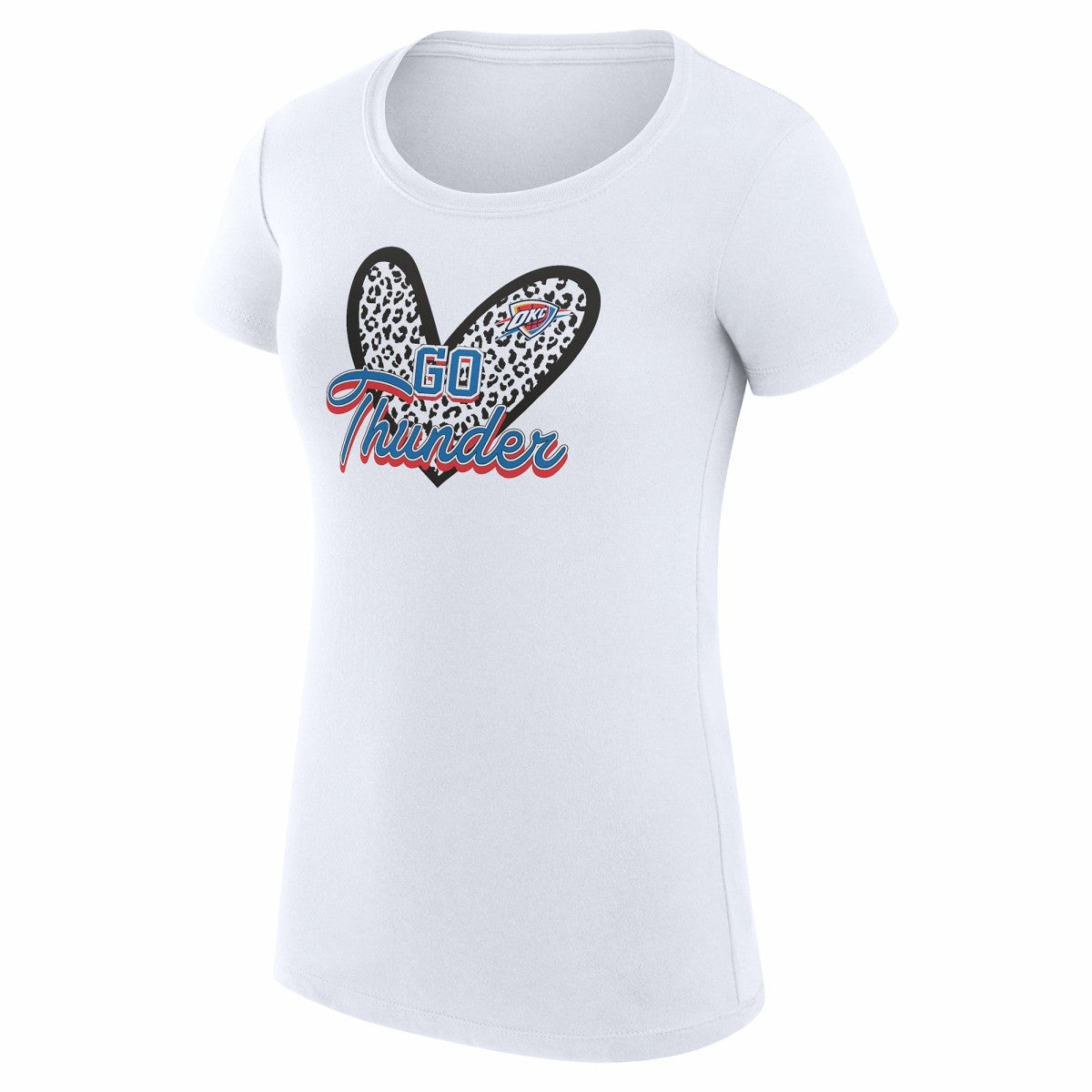 Oklahoma City Thunder G-III 4Her by Carl Banks Women's Super-Slim Fit Lightweight Leopard Heart T-Shirt - White on sale
