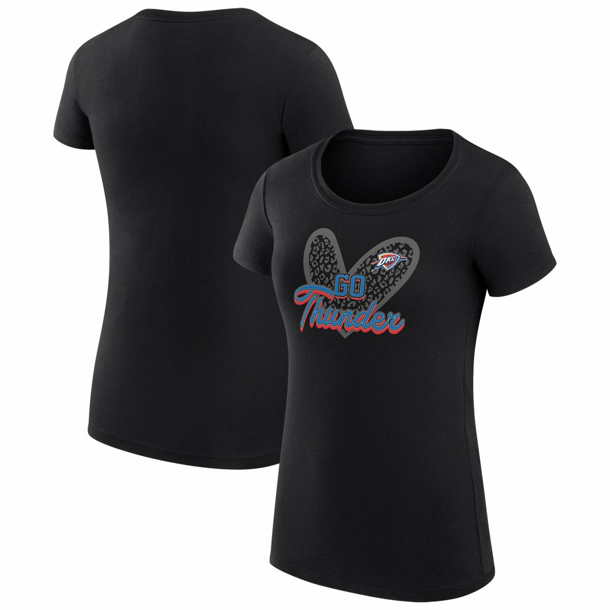 Oklahoma City Thunder G-III 4Her by Carl Banks Women's Super-Slim Fit Lightweight Leopard Heart T-Shirt - Black on sale