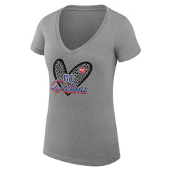 Detroit Pistons G-III 4Her by Carl Banks Women's Super-Slim Fit Lightweight Leopard Heart V-Neck T-Shirt sale - Heather Gray sale