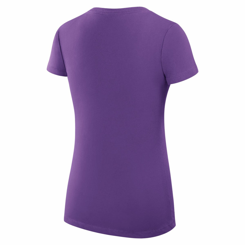 Los Angeles Lakers G-III 4Her by Carl Banks Women's Super-Slim Fit Lightweight Leopard Heart V-Neck T-Shirt - Purple outlet