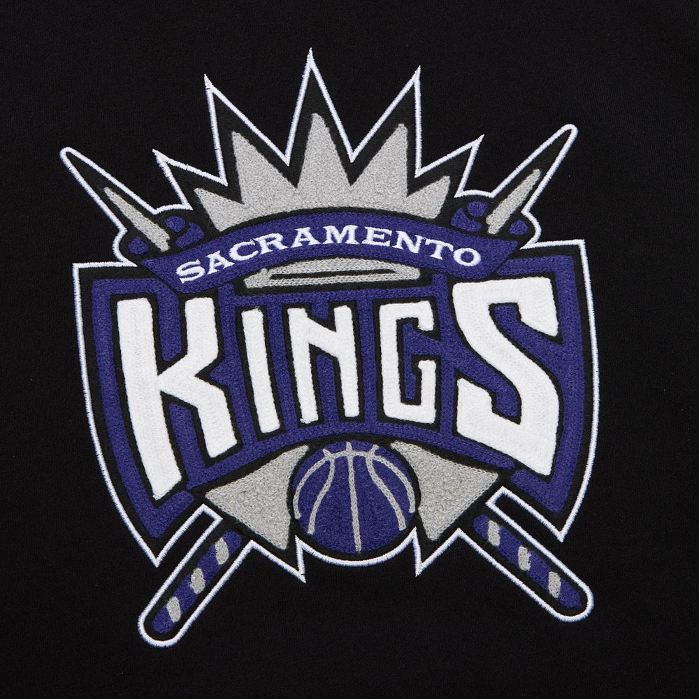 Sacramento Kings Chainstitch Applique Vintage Heavyweight Pullover Hoodie - Black discount