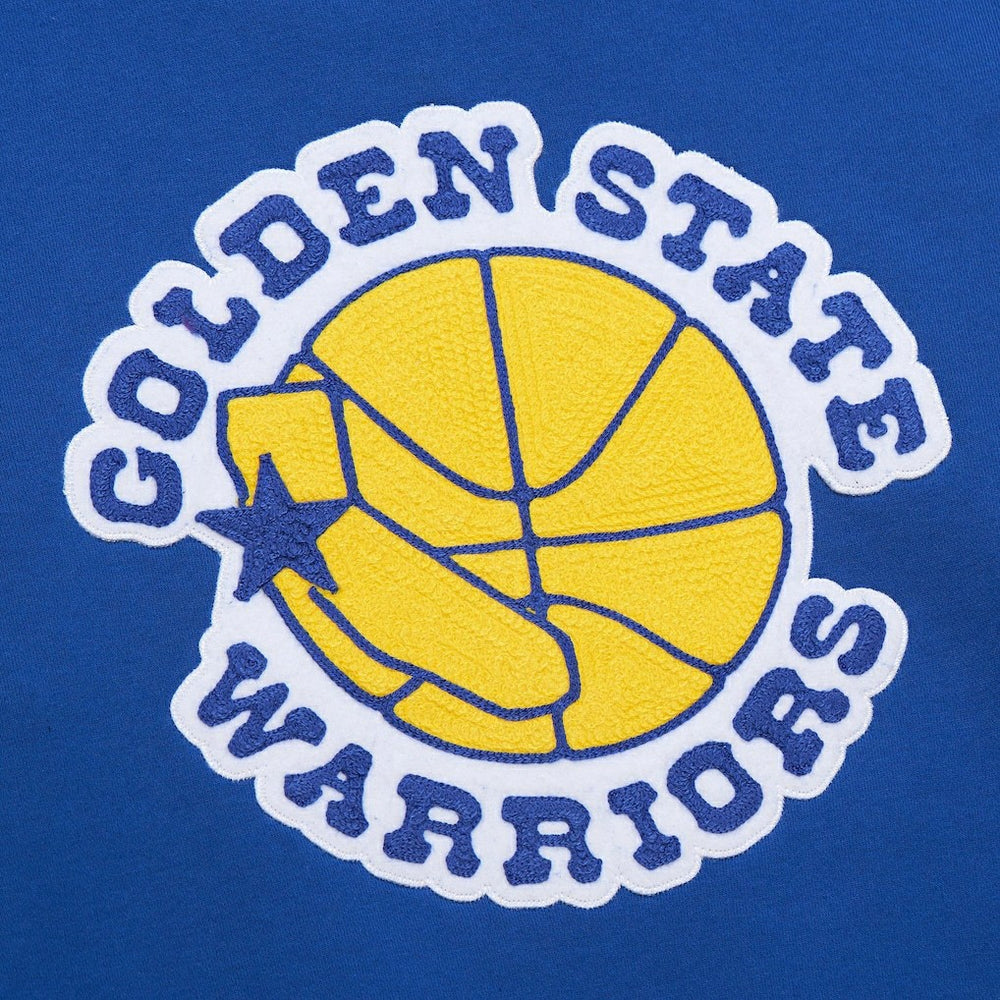 Golden State Warriors Chainstitch Applique Vintage Heavyweight Pullover Hoodie sale - Royal cheap