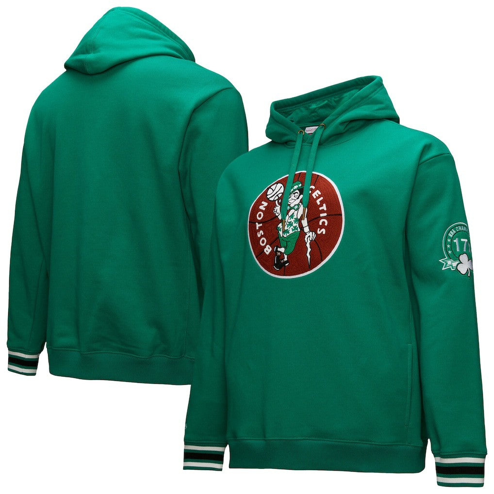 Boston Celtics Chainstitch Applique Vintage Heavyweight Pullover Hoodie - Kelly Green for sale