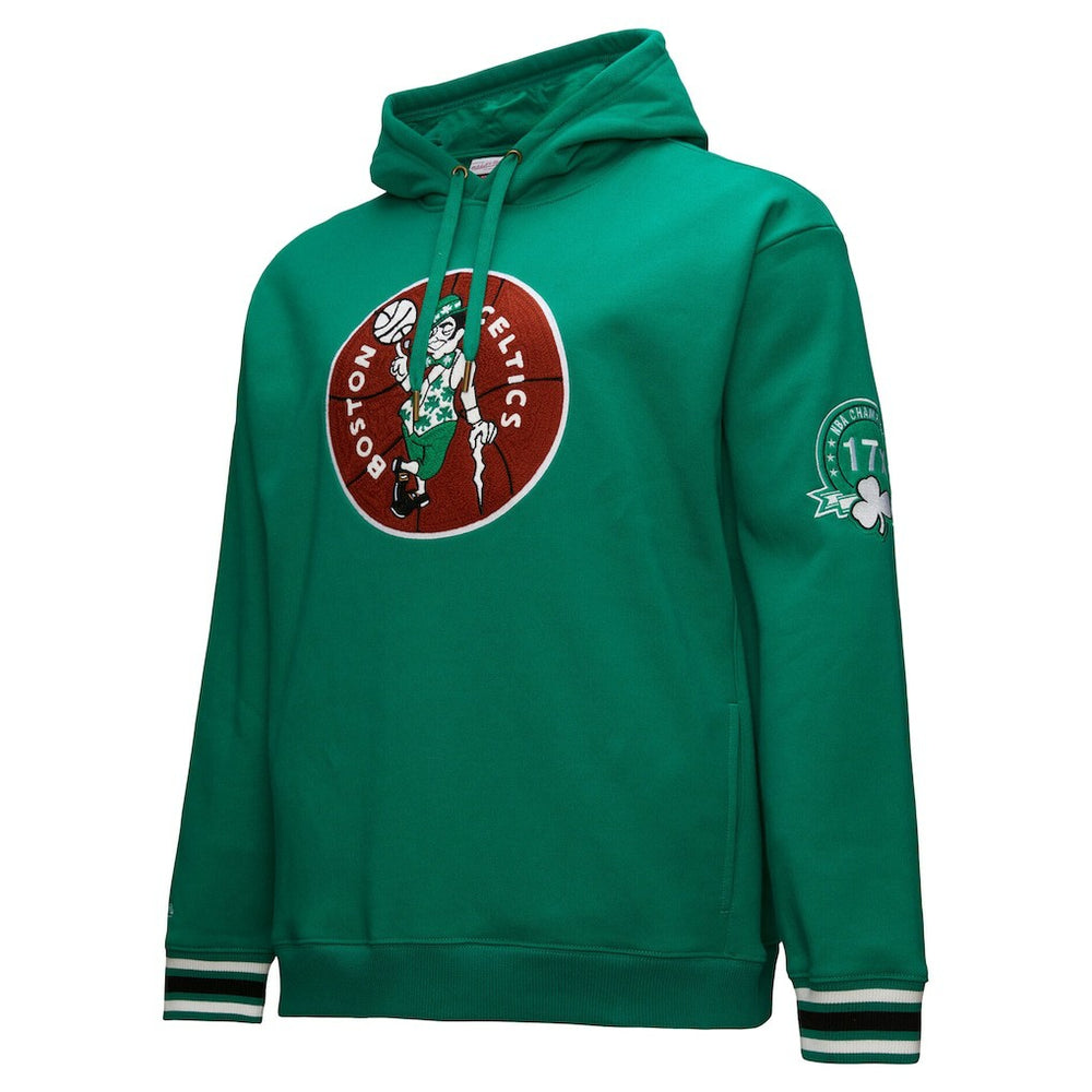 Boston Celtics Chainstitch Applique Vintage Heavyweight Pullover Hoodie - Kelly Green for sale